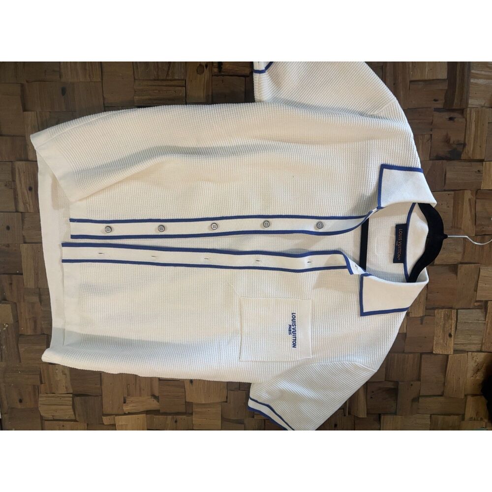 Louis Vuitton White and Blue Waffle Shirt - Picture 3 of 7